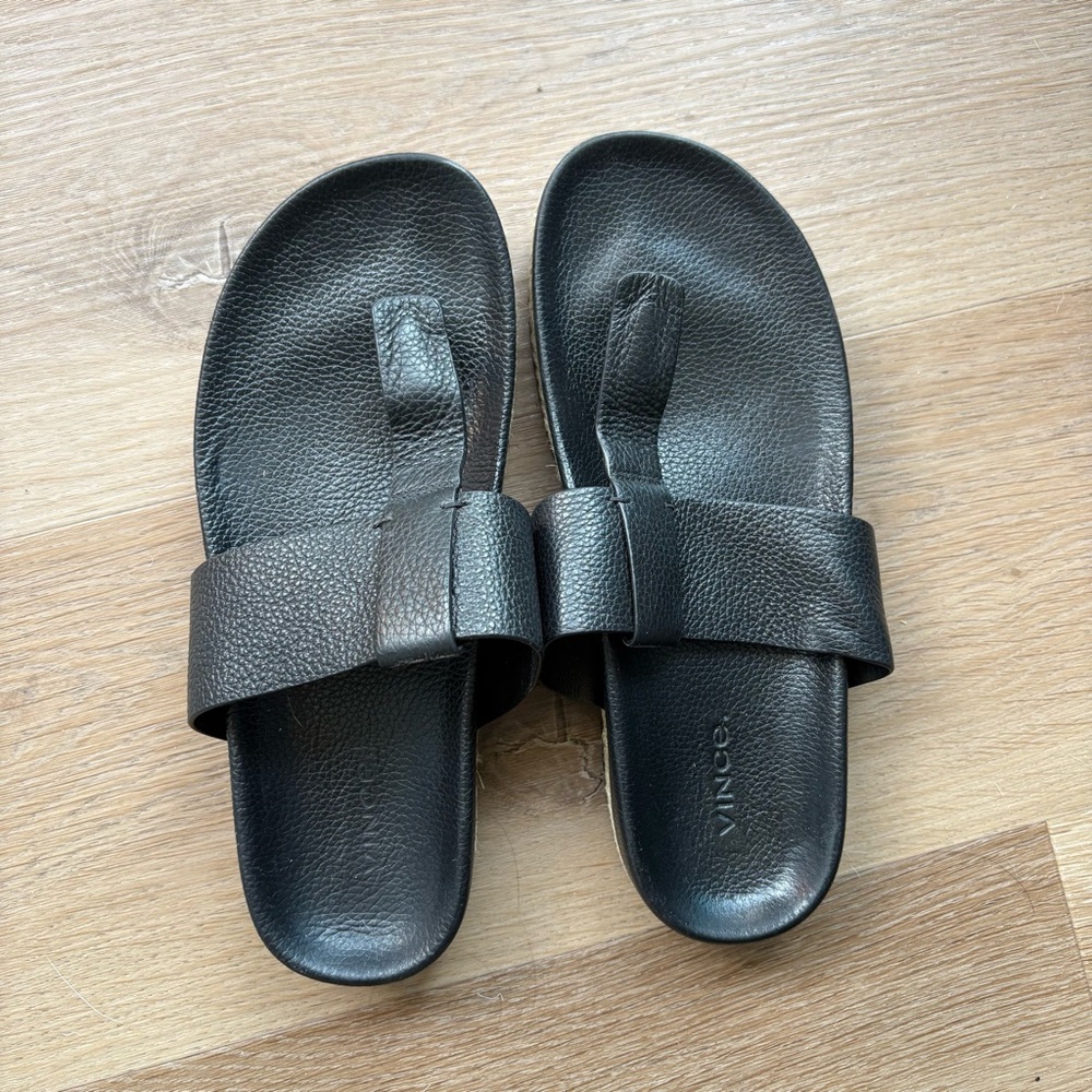 Vince Black Leather Women's Sandals